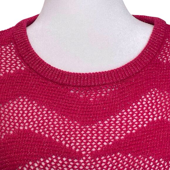 SOFT SURROUNDINGS Sweater Top Cover-Up Size Medium Crochet Fuchsia Pink EUC - Picture 7 of 16